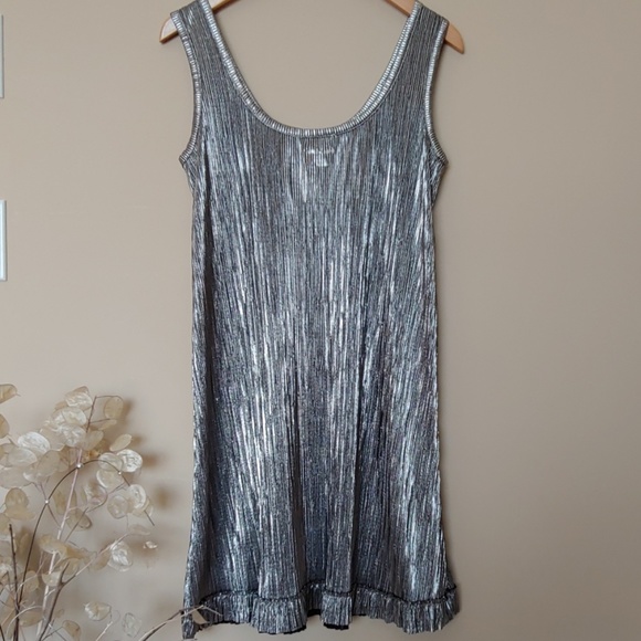 DKNY Jeans Metallic Silver Dress - Picture 2 of 6